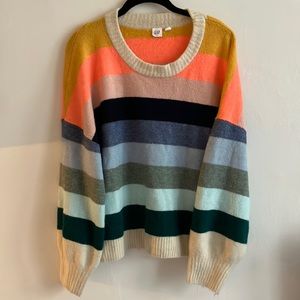 GAP | Multi-colored, Horizontal Striped Sweater with Rounded Neckline